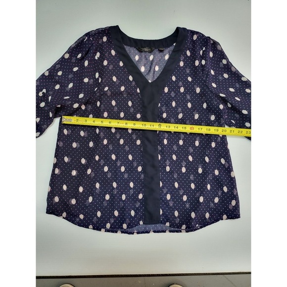 Ivestments‎ Polka Dot Blouse Sheer 3/4 Sleeve V-Neck Top Size PL - Picture 5 of 8